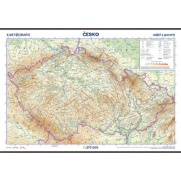 Česká republika / reliéf a povrch - nástěnná mapa
