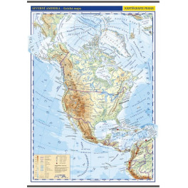 Severní a Střední Amerika / nástěnná obecně zeměpisná mapa