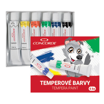 Barvy temperové sada 6 barev  Concorde, 12 ml