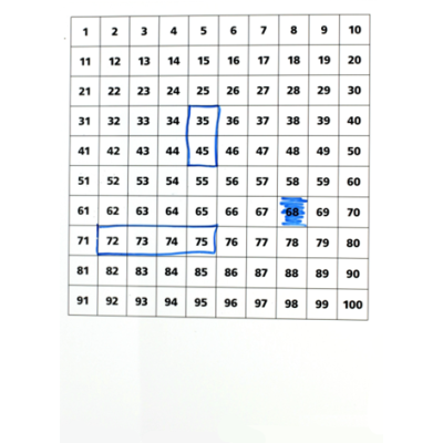 Mazací, stíratelná tabulka se stovkovou tabulkou a volnou plochou