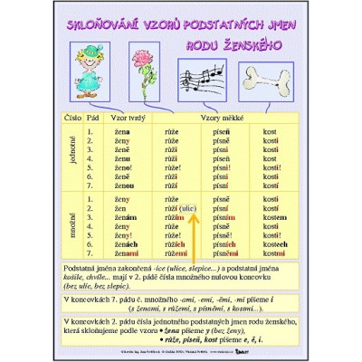 Skloňování vzorů podstatných jmen rodu ženského / Skloňování vzorů podstatných jmen rodu středního